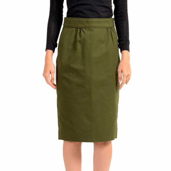 Dsquared2 Women's Olive Green Straight Pencil Skirt US S IT 40